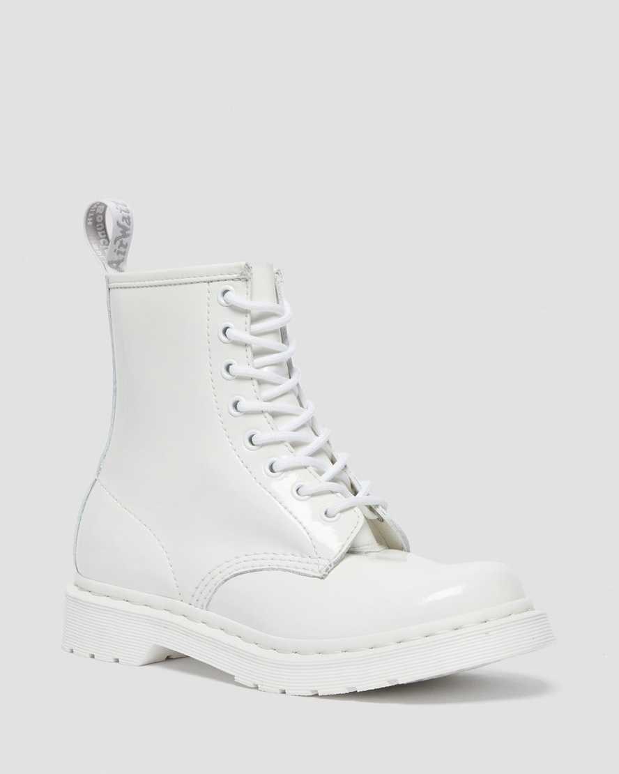 Dr Martens 1460 Mono Patent Leather Women\'s Patent Boots White Patent Lamper | JAEHQK732