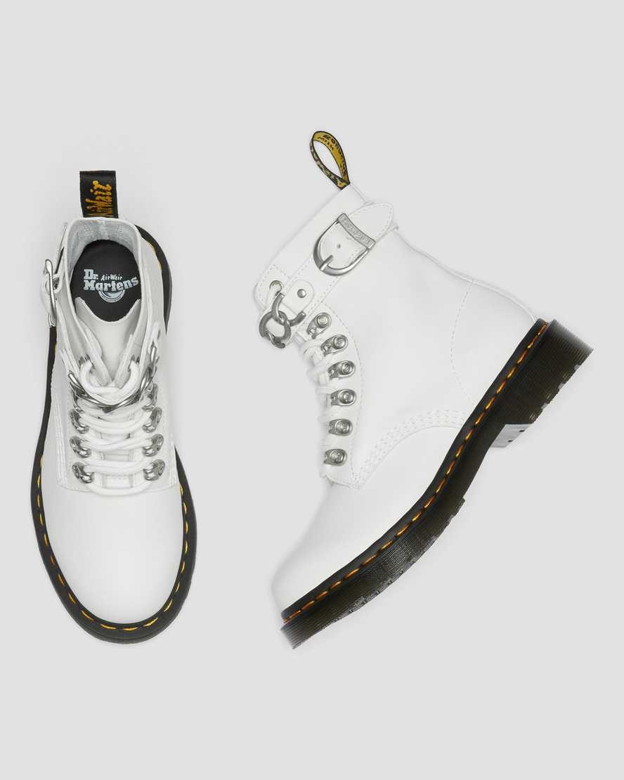 Dr Martens 1460 Pascal Chain Leather Women's Lace Up Boots White Sendal | IFMCJV480