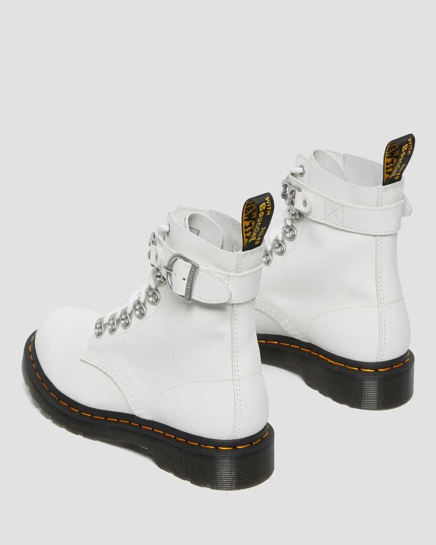 Dr Martens 1460 Pascal Chain Leather Women's Lace Up Boots White Sendal | IFMCJV480