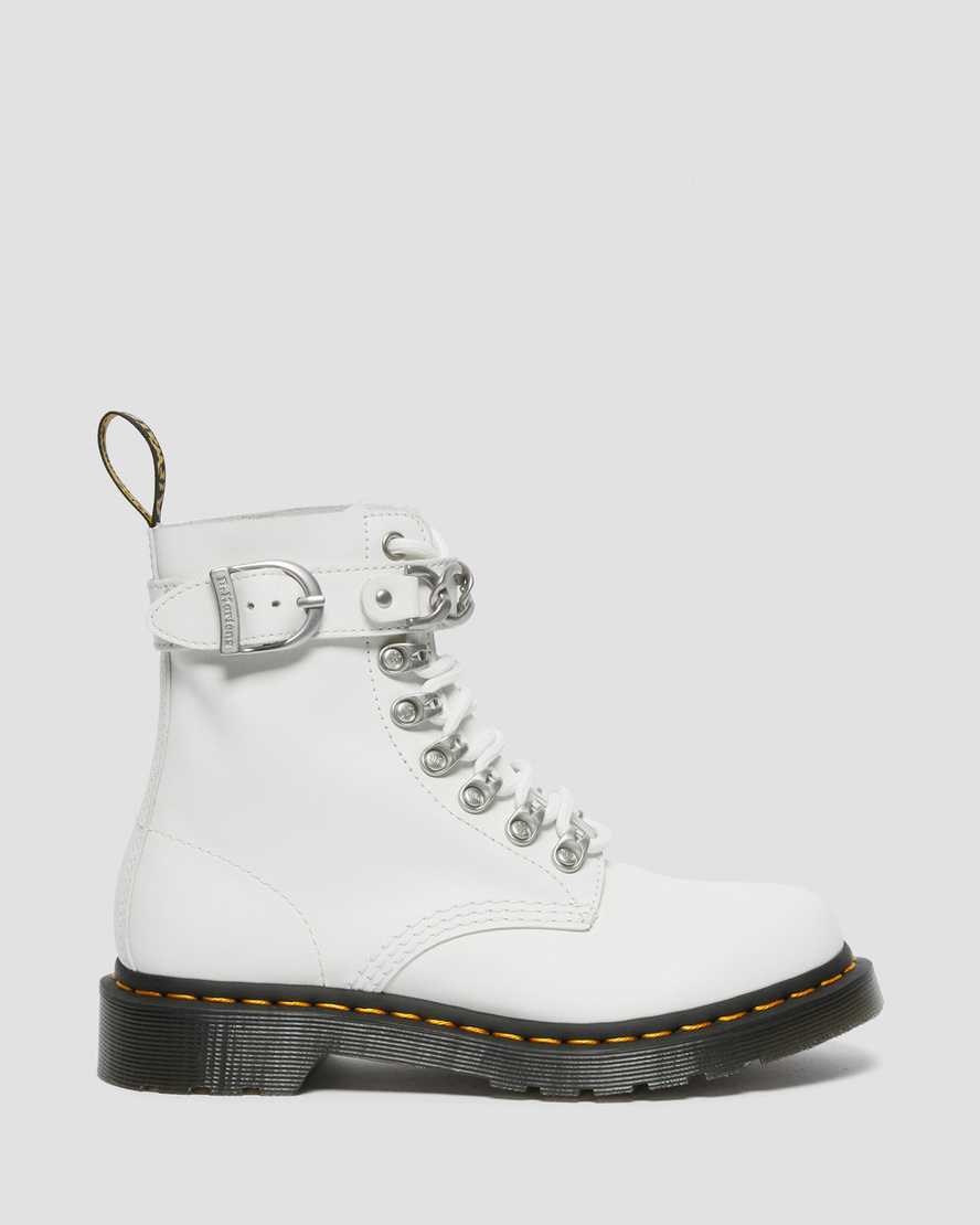 Dr Martens 1460 Pascal Chain Leather Women's Lace Up Boots White Sendal | IFMCJV480