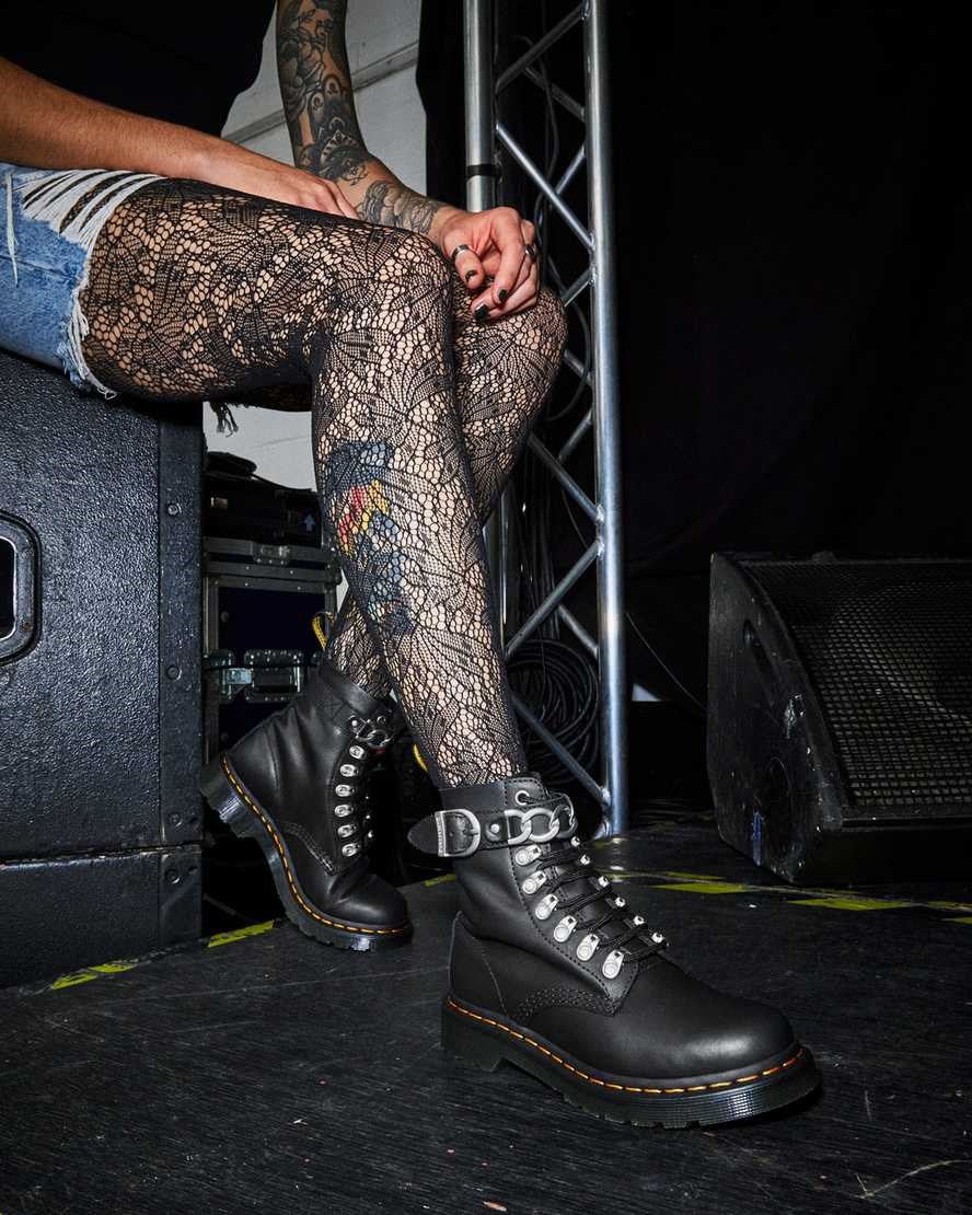 Dr Martens 1460 Pascal Chain Leather Women's Lace Up Boots Black Sendal | XQTFZE462