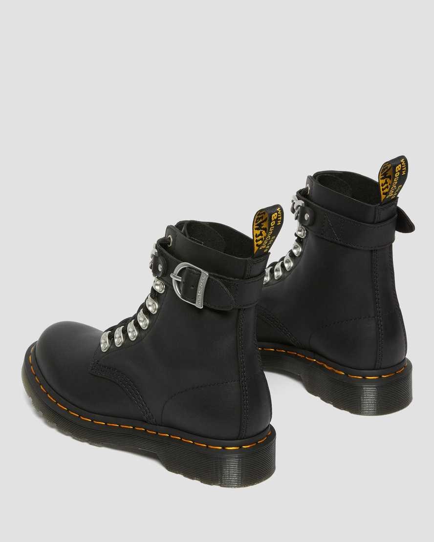 Dr Martens 1460 Pascal Chain Leather Women's Lace Up Boots Black Sendal | XQTFZE462