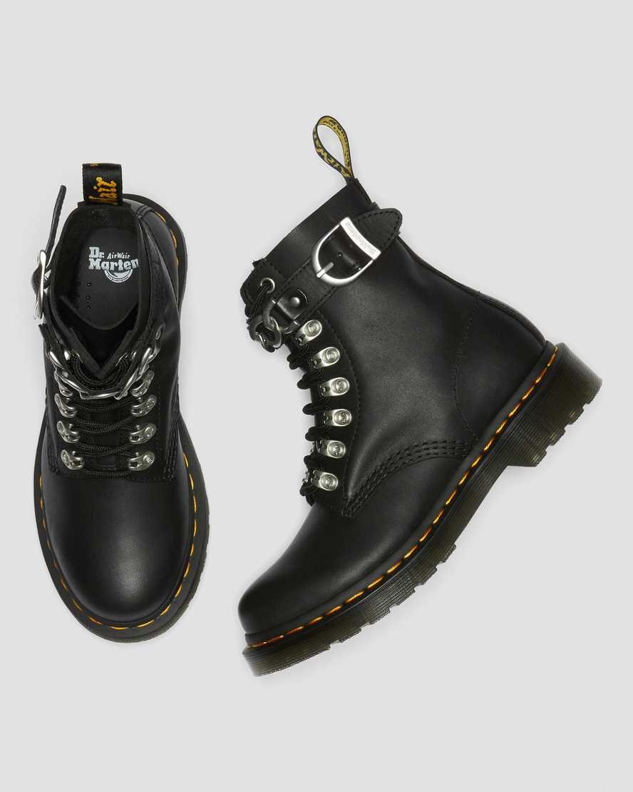 Dr Martens 1460 Pascal Chain Leather Women's Lace Up Boots Black Sendal | XQTFZE462