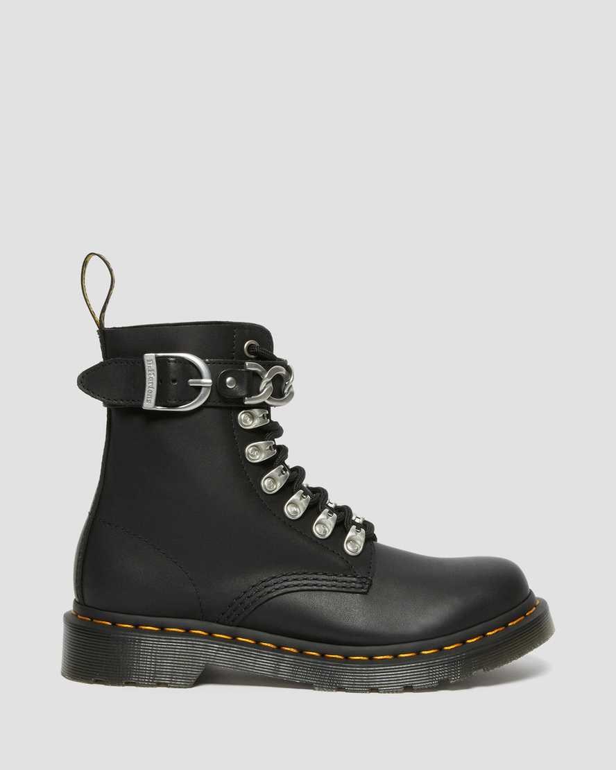 Dr Martens 1460 Pascal Chain Leather Women's Lace Up Boots Black Sendal | XQTFZE462