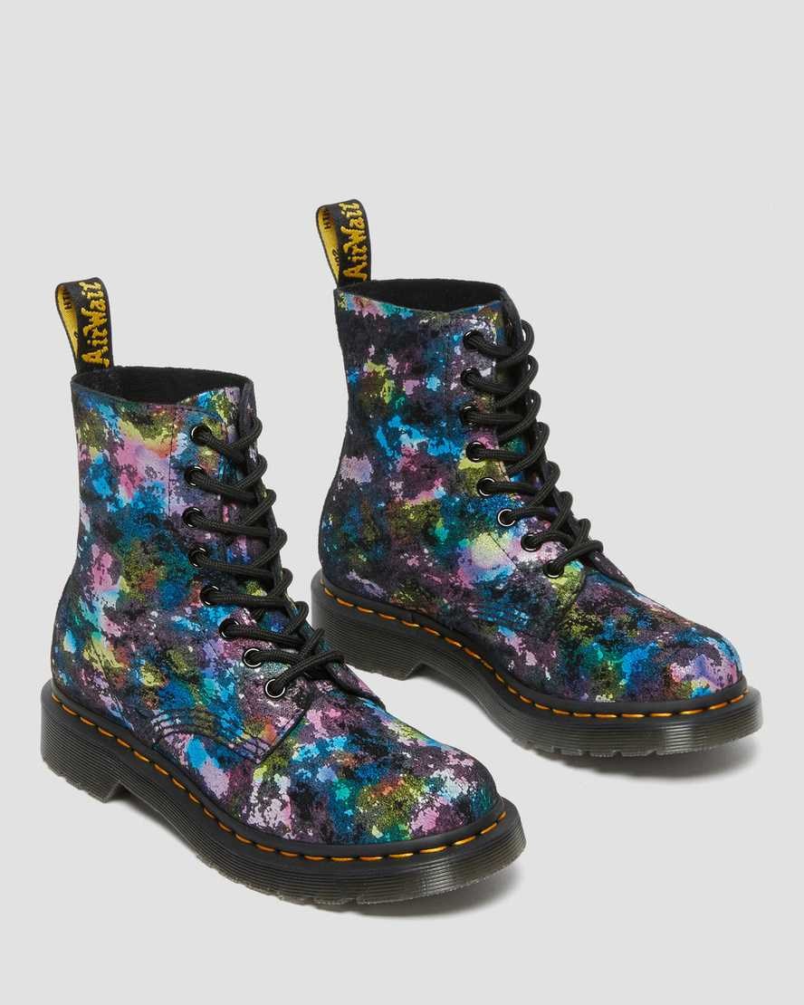 Dr Martens 1460 Pascal Confetti Suede Women's Lace Up Boots Black | APEMWL284