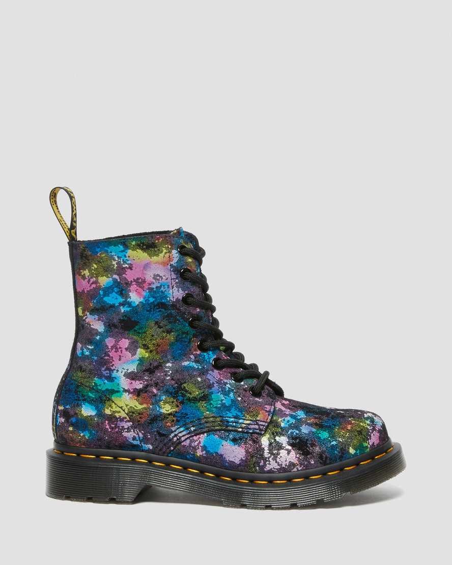 Dr Martens 1460 Pascal Confetti Suede Women's Lace Up Boots Black | APEMWL284