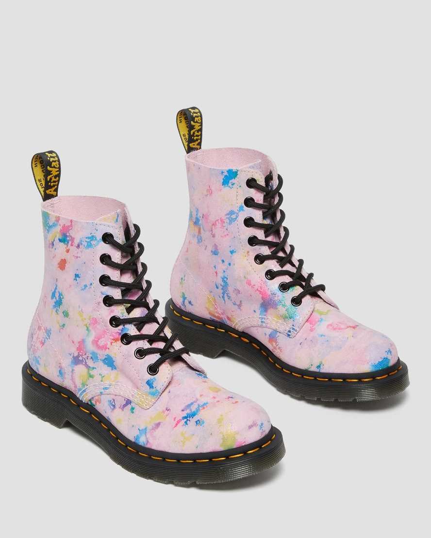 Dr Martens 1460 Pascal Confetti Suede Women's Lace Up Boots Pink | WYDZQR037