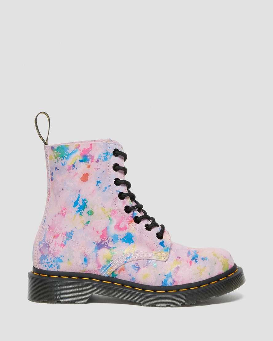 Dr Martens 1460 Pascal Confetti Suede Women's Lace Up Boots Pink | WYDZQR037