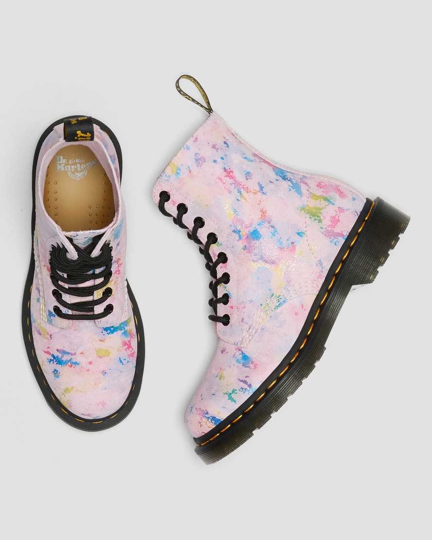 Dr Martens 1460 Pascal Confetti Suede Women's Lace Up Boots Pink | WYDZQR037