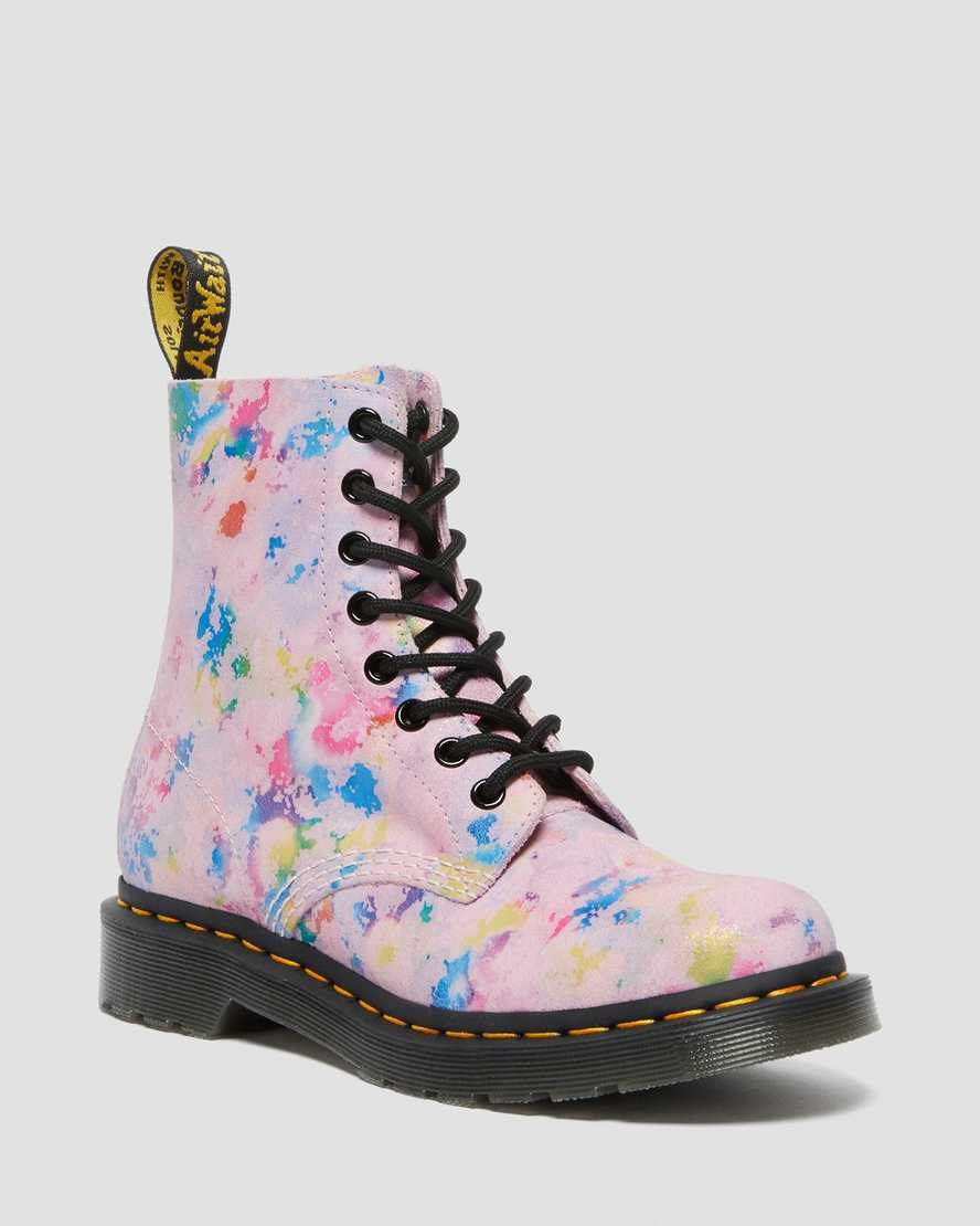 Dr Martens 1460 Pascal Confetti Suede Women's Lace Up Boots Pink | WYDZQR037