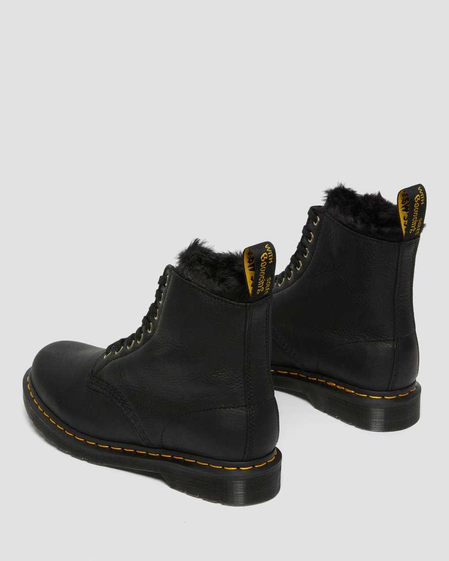 Dr Martens 1460 Pascal Faux Fur Lined Men's Lace Up Boots Black Ambassador | JMIQYA490