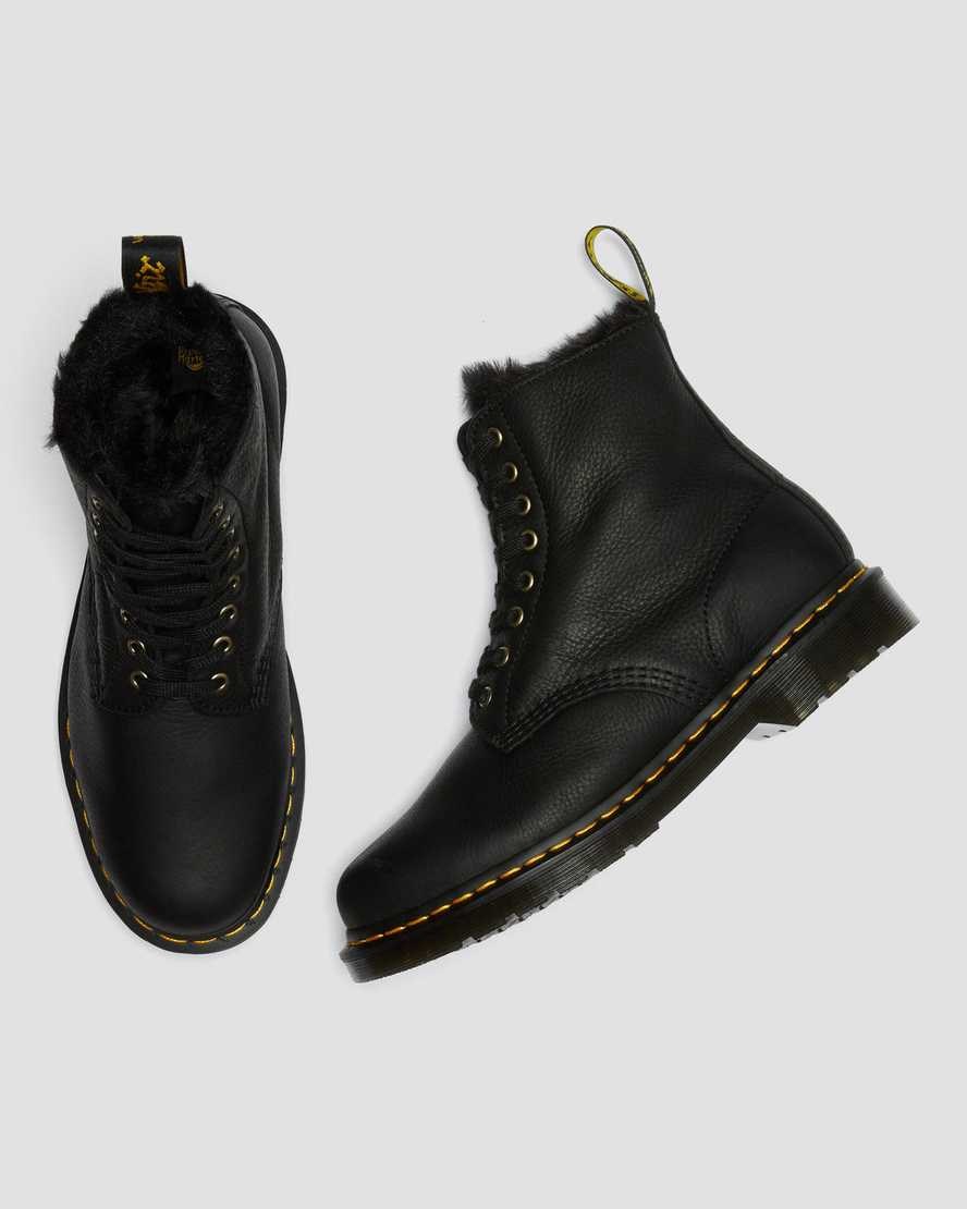 Dr Martens 1460 Pascal Faux Fur Lined Men's Lace Up Boots Black Ambassador | JMIQYA490