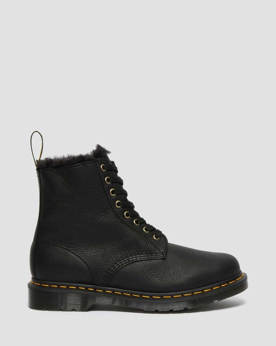 Dr Martens 1460 Pascal Faux Fur Lined Men's Lace Up Boots Black Ambassador | JMIQYA490