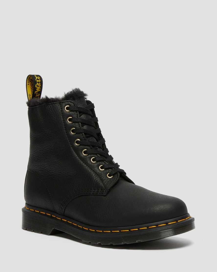 Dr Martens 1460 Pascal Faux Fur Lined Men\'s Lace Up Boots Black Ambassador | JMIQYA490