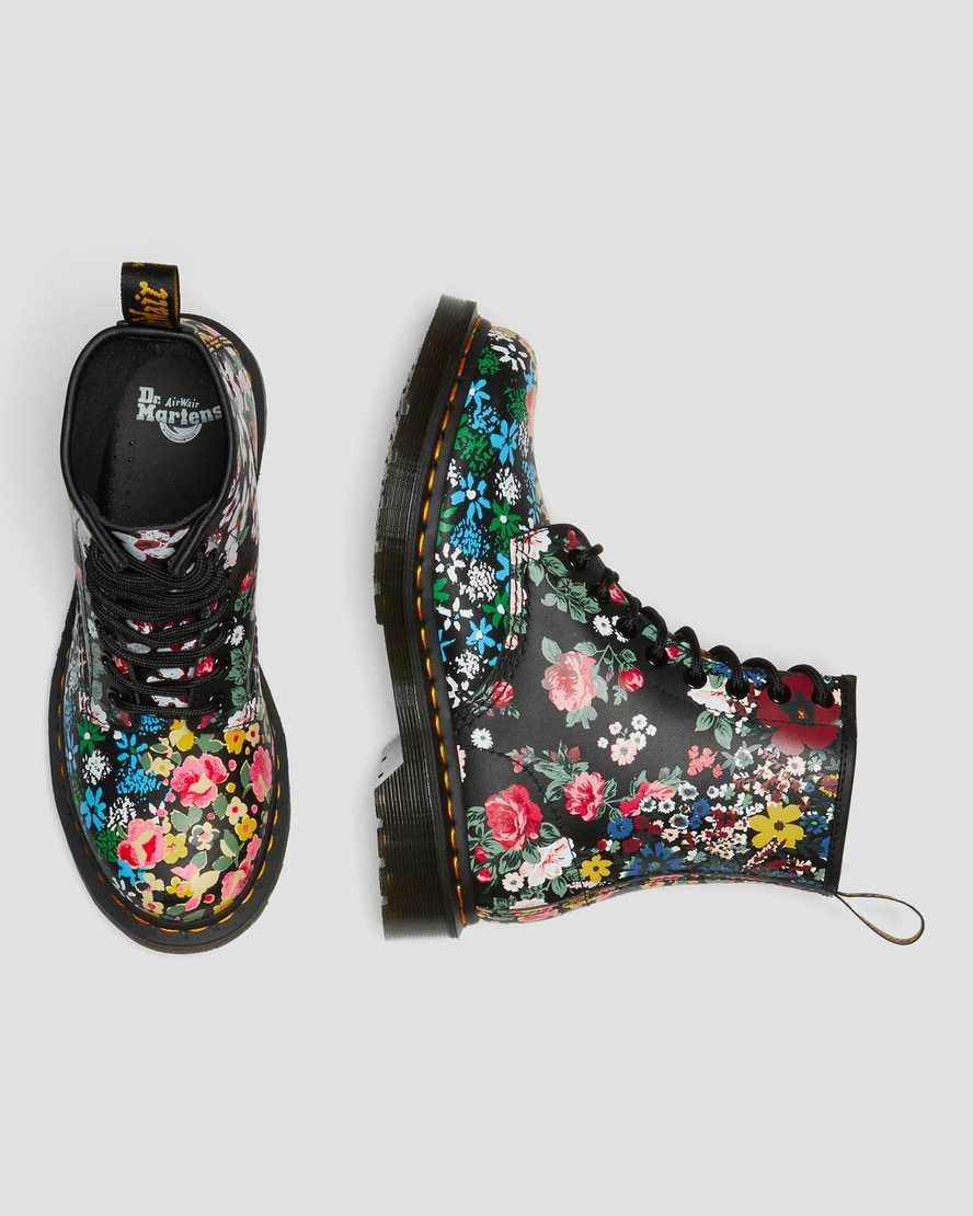 Dr Martens 1460 Pascal Floral Mash Up Leather Women's Lace Up Boots White Floral Mash Up Backhand | SJKXUZ201