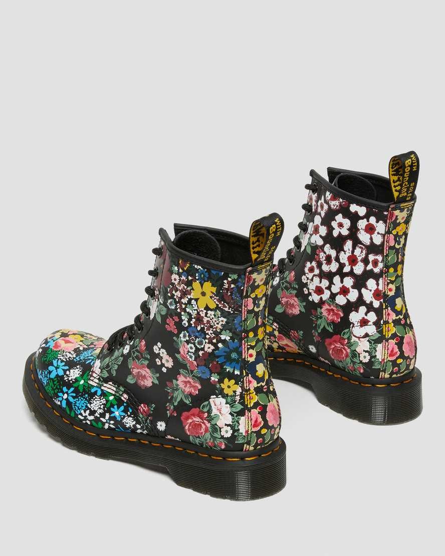 Dr Martens 1460 Pascal Floral Mash Up Leather Women's Lace Up Boots White Floral Mash Up Backhand | SJKXUZ201