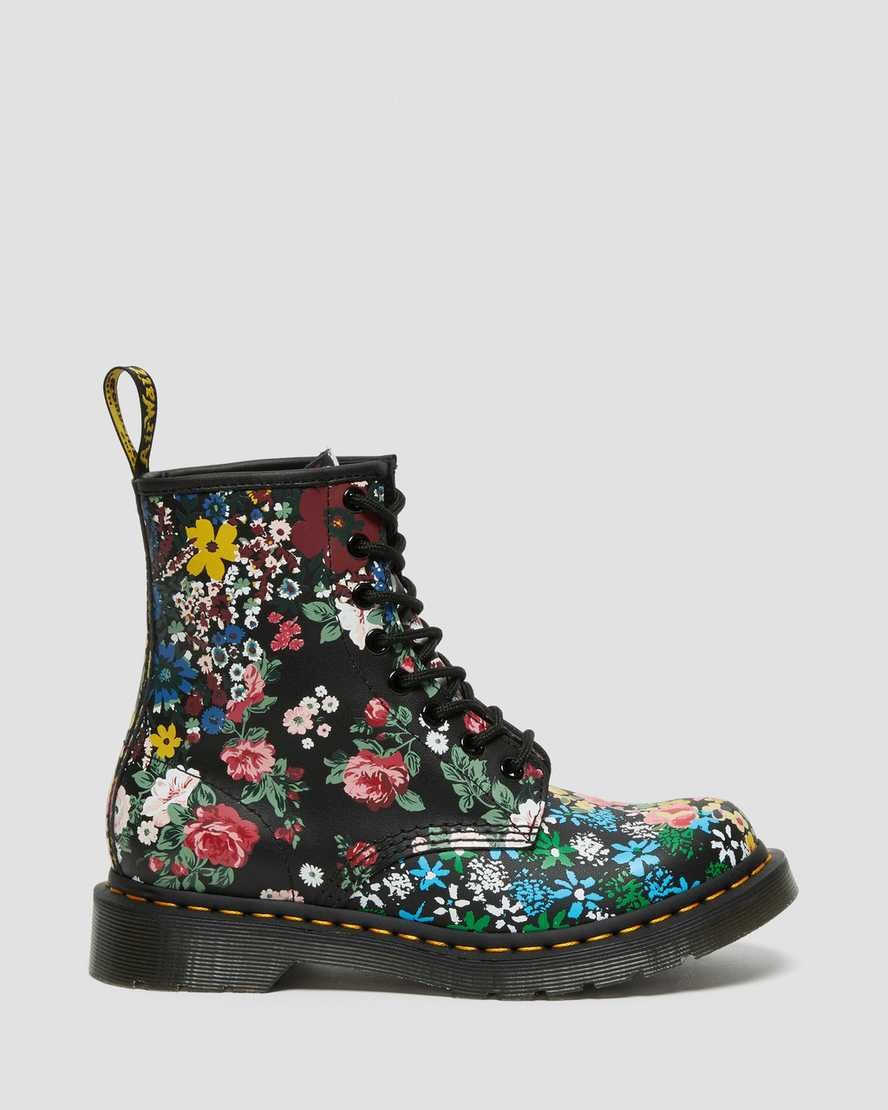 Dr Martens 1460 Pascal Floral Mash Up Leather Women's Lace Up Boots White Floral Mash Up Backhand | SJKXUZ201