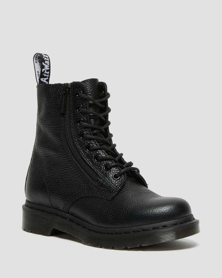 Dr Martens 1460 Pascal Leather Men\'s Zip Up Boots Black Milled Nappa Leather | NEJLTR314