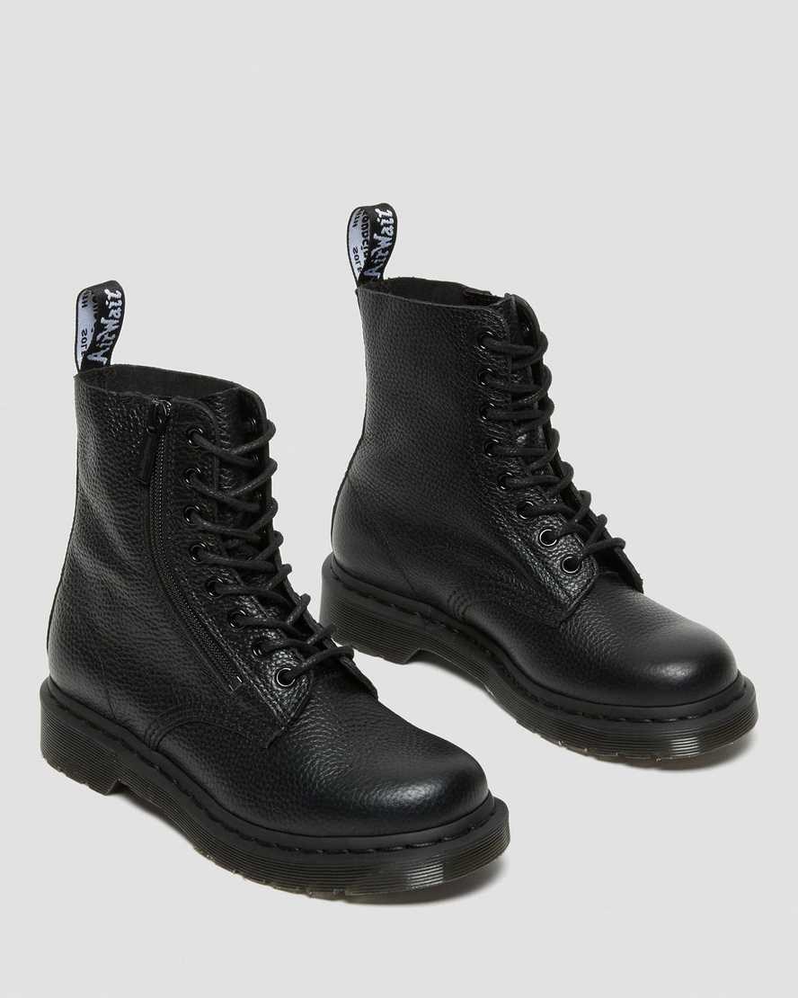 Dr Martens 1460 Pascal Leather Women's Zip Up Boots Black Milled Nappa Leather | NGDEYT258