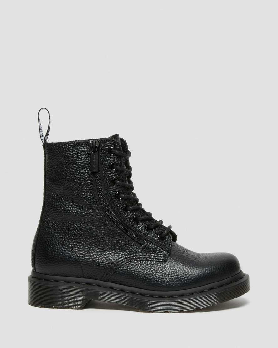 Dr Martens 1460 Pascal Leather Women's Zip Up Boots Black Milled Nappa Leather | NGDEYT258