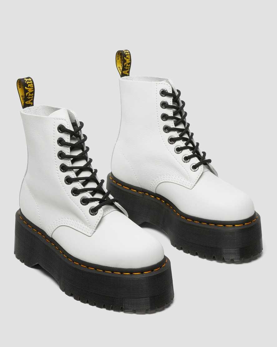 Dr Martens 1460 Pascal Max Leather Women's Ankle Boots White Pisa | QDFWRL017