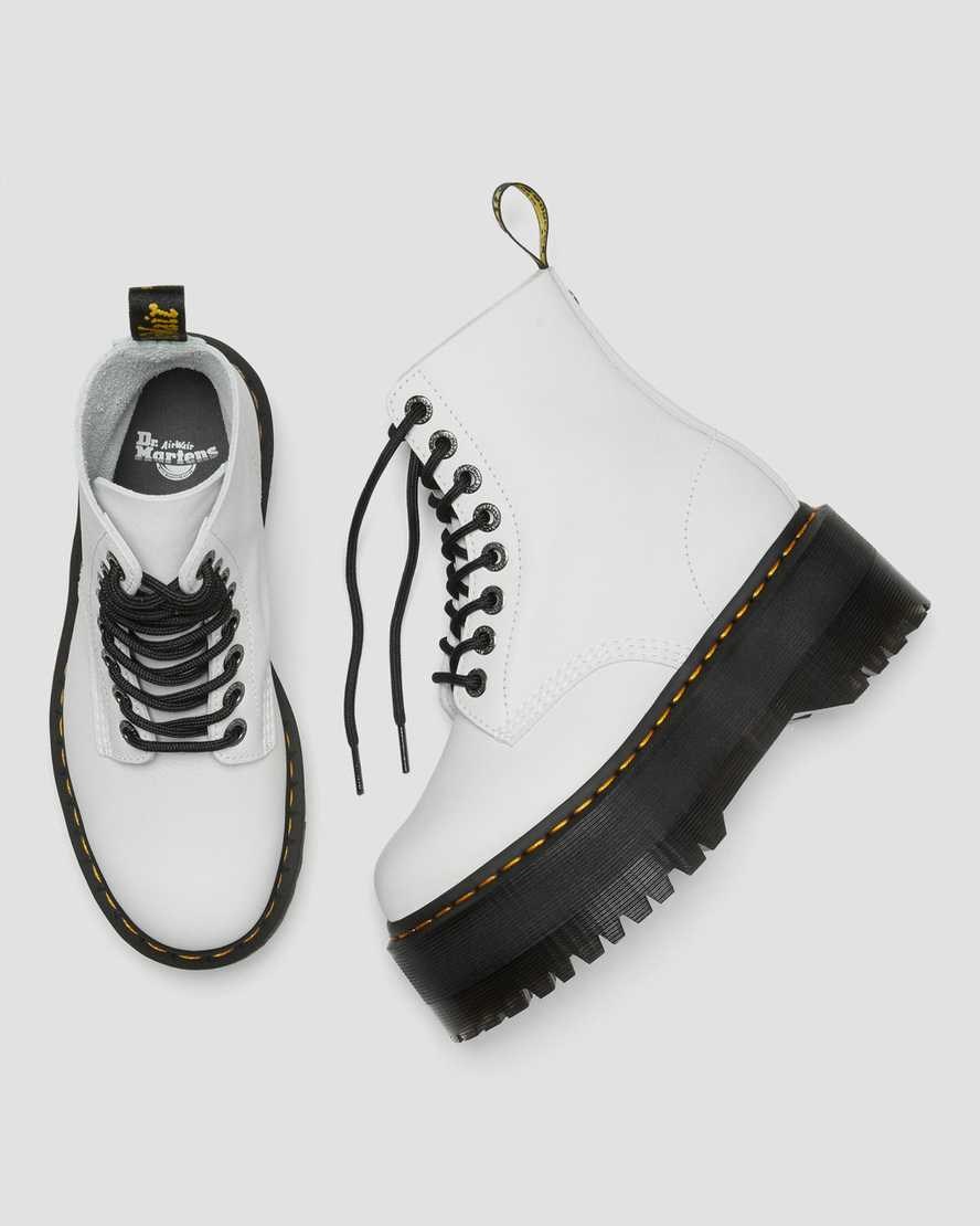 Dr Martens 1460 Pascal Max Leather Women's Lace Up Boots White Pisa | SNORPJ461