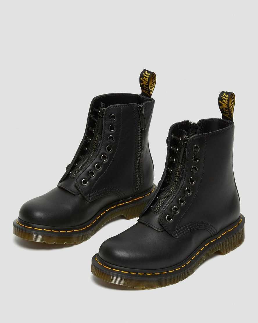 Dr Martens 1460 Pascal Nappa Men's Zip Up Boots Black Nappa | QLDPRH597