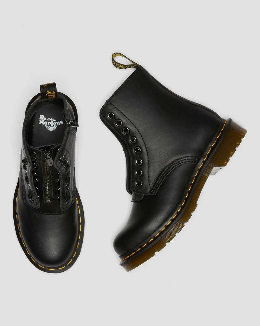 Dr Martens 1460 Pascal Nappa Men's Zip Up Boots Black Nappa | QLDPRH597