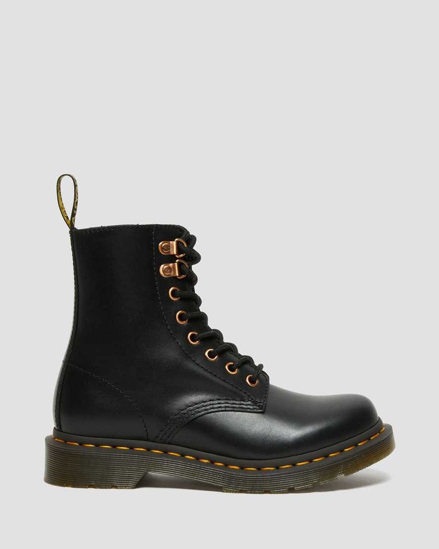 Dr Martens 1460 Pascal Rose Gold Hardware Leather Women's Zip Up Boots Black Wanama | UXTPEZ341