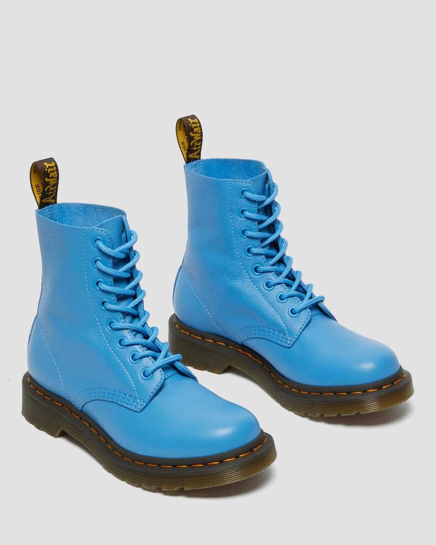 Dr Martens 1460 Pascal Virginia Leather Women's Lace Up Boots Blue Virginia | ARCUHW738