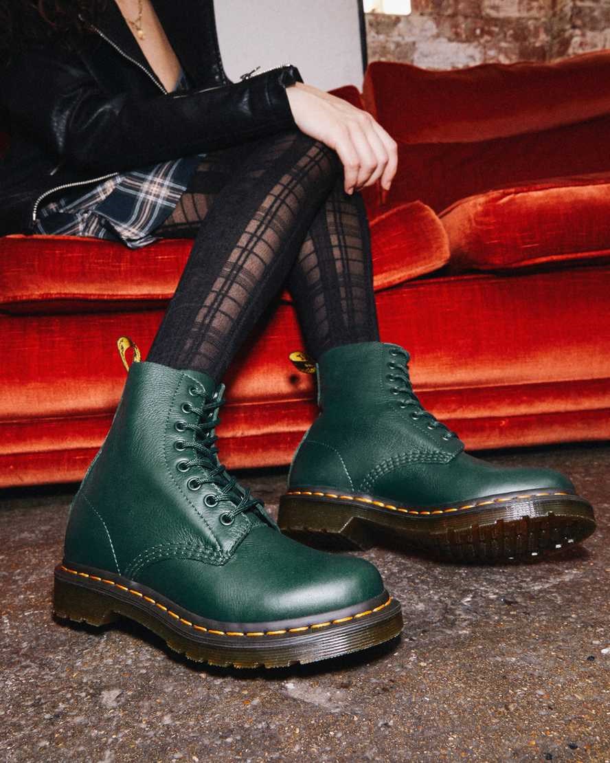 Dr Martens 1460 Pascal Virginia Leather Women's Lace Up Boots Green Virginia | WUFIGQ352