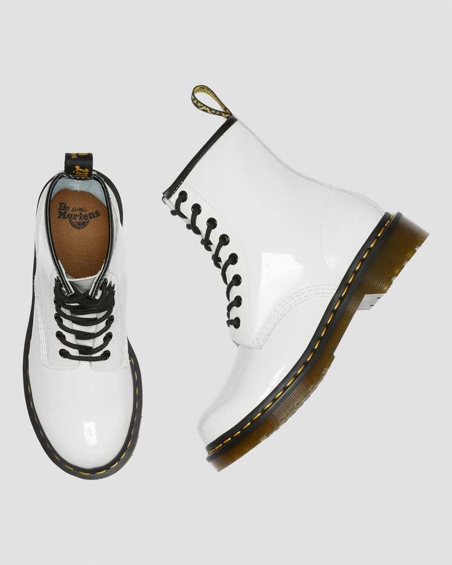 Dr Martens 1460 Patent Leather Women's Ankle Boots White Patent Lamper | JLEOTZ840