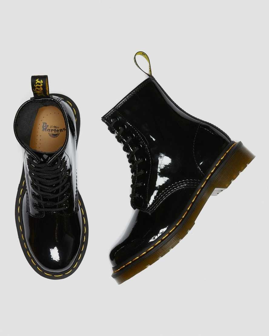 Dr Martens 1460 Patent Leather Women's Lace Up Boots Black Patent Lamper | RANSGE136