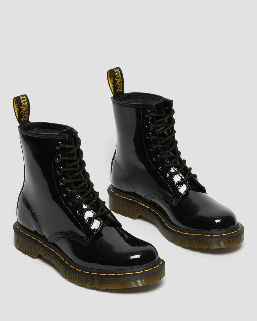 Dr Martens 1460 Patent Leather Women's Lace Up Boots Black Patent Lamper | RANSGE136