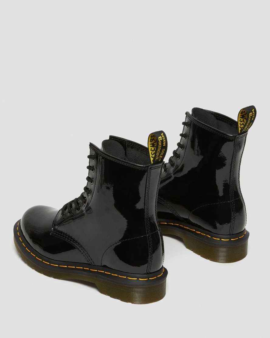 Dr Martens 1460 Patent Leather Women's Lace Up Boots Black Patent Lamper | RANSGE136