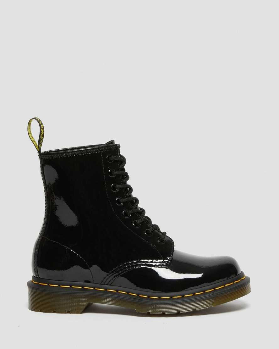 Dr Martens 1460 Patent Leather Women's Lace Up Boots Black Patent Lamper | RANSGE136