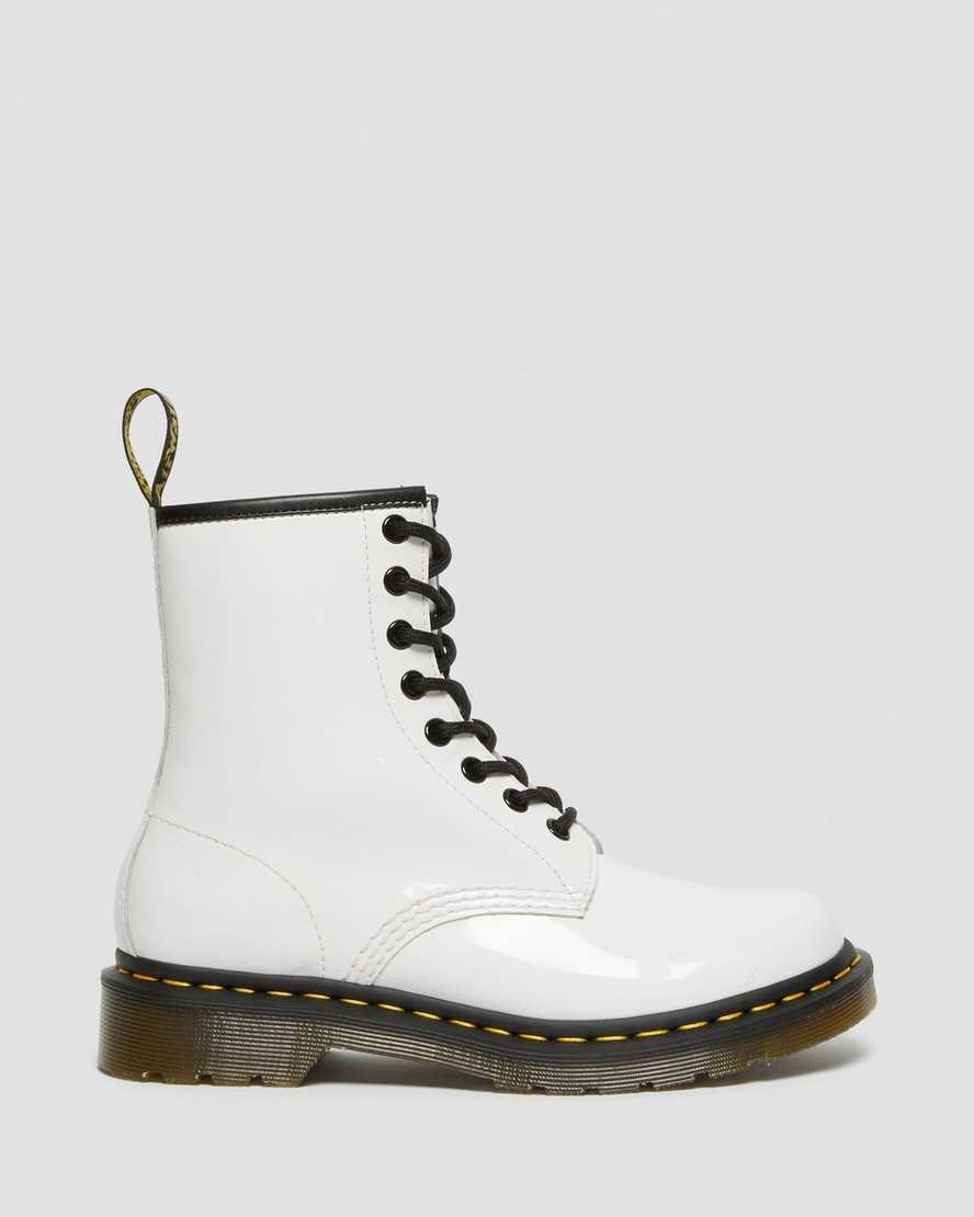 Dr Martens 1460 Patent Leather Women's Lace Up Boots White Patent Lamper | TSDEKY823