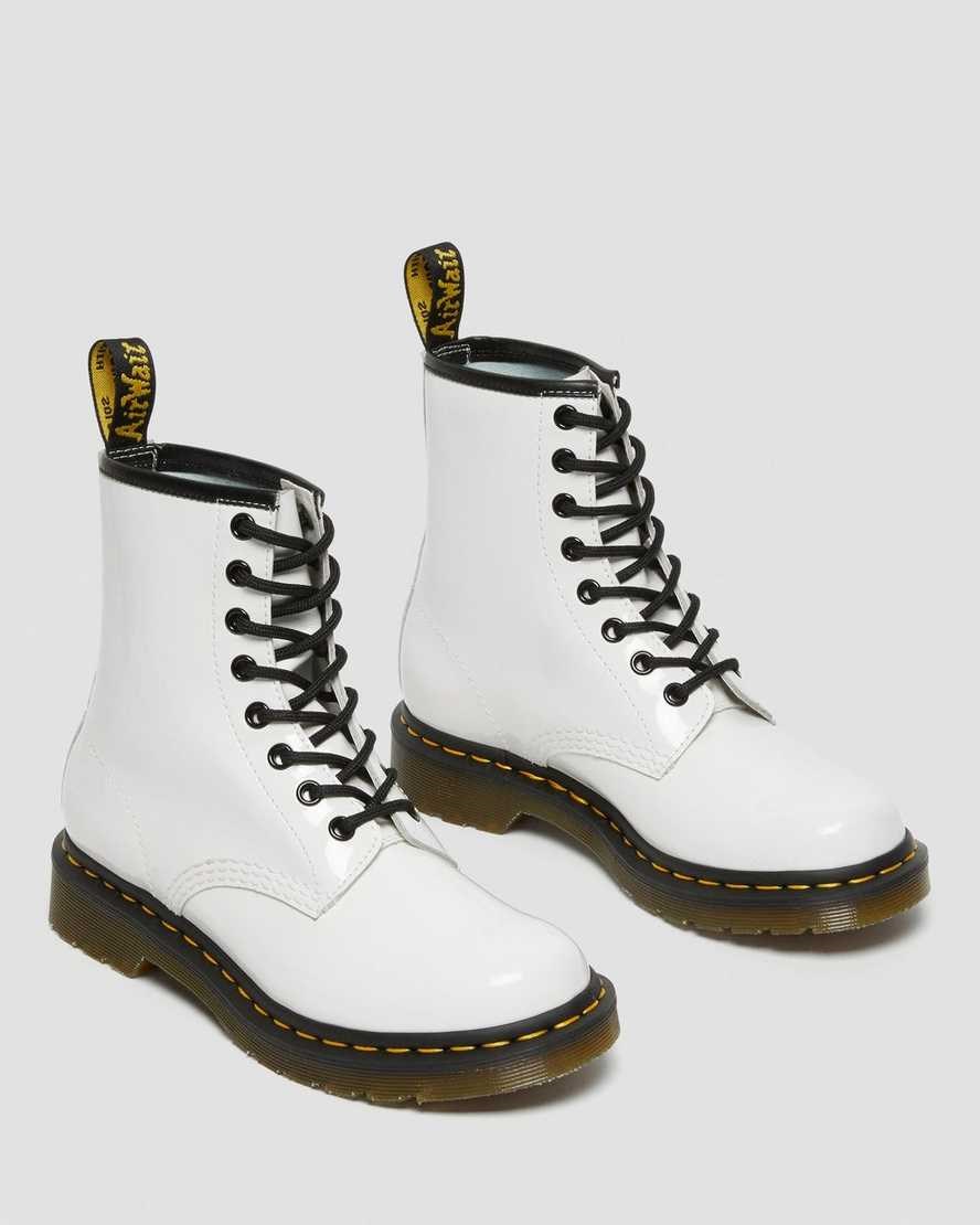 Dr Martens 1460 Patent Leather Women's Lace Up Boots White Patent Lamper | TSDEKY823