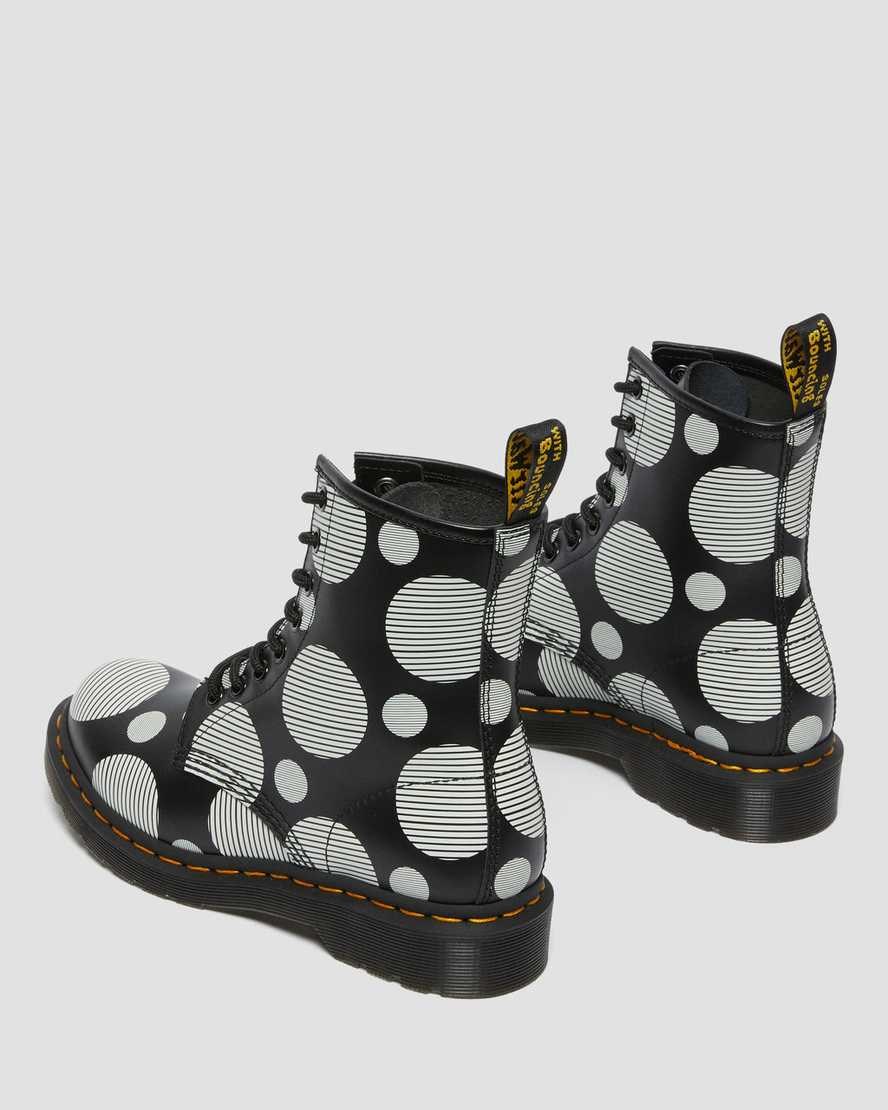 Dr Martens 1460 Polka Dot Smooth Leather Women's Ankle Boots Black Polka Dot Smooth | OQWSNL140