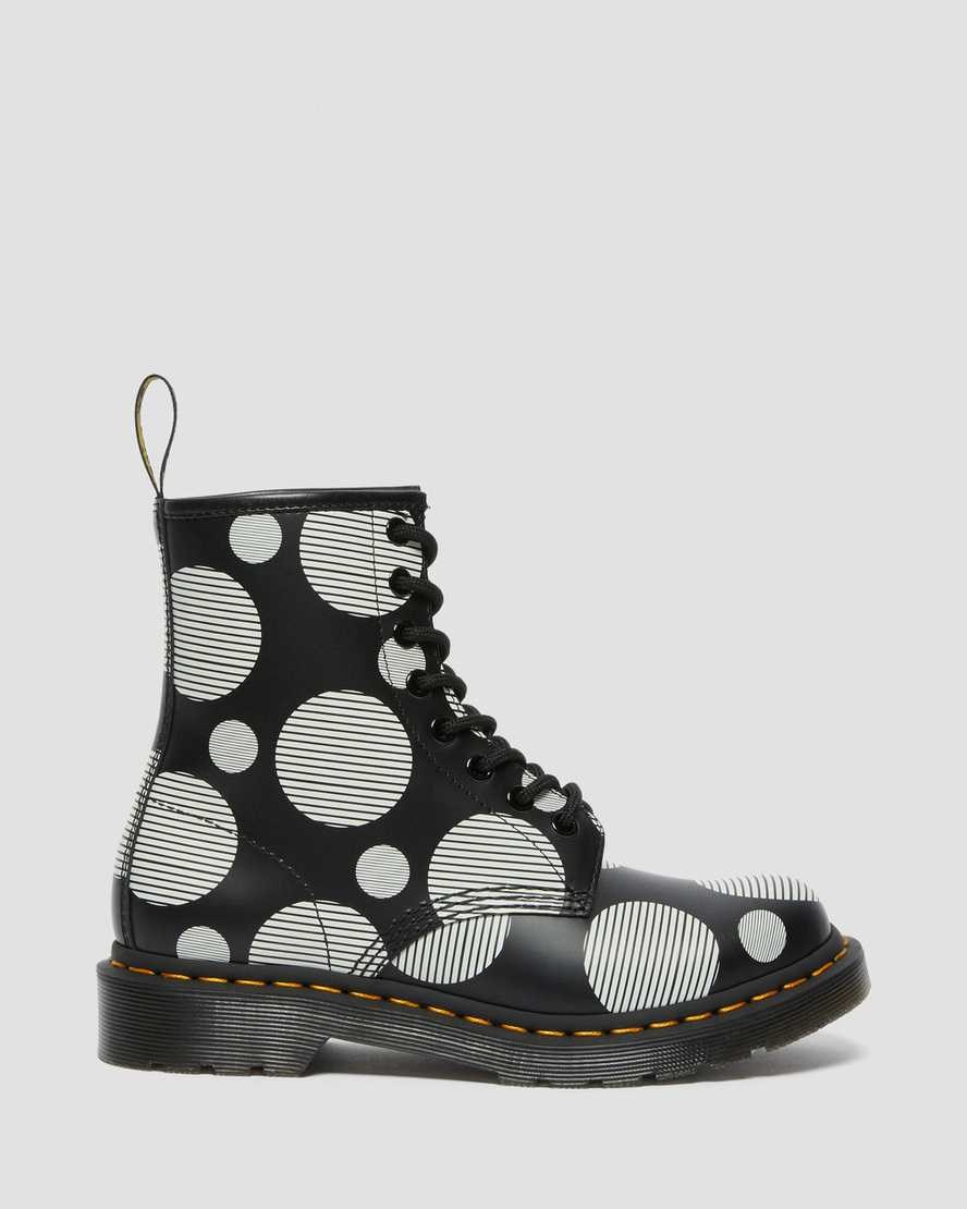 Dr Martens 1460 Polka Dot Smooth Leather Women's Ankle Boots Black Polka Dot Smooth | OQWSNL140