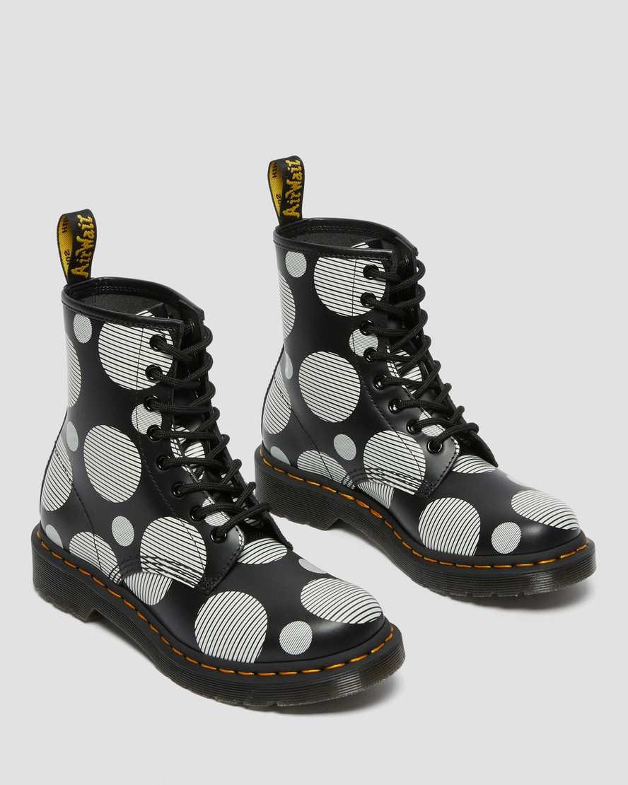 Dr Martens 1460 Polka Dot Smooth Leather Women's Ankle Boots Black Polka Dot Smooth | OQWSNL140