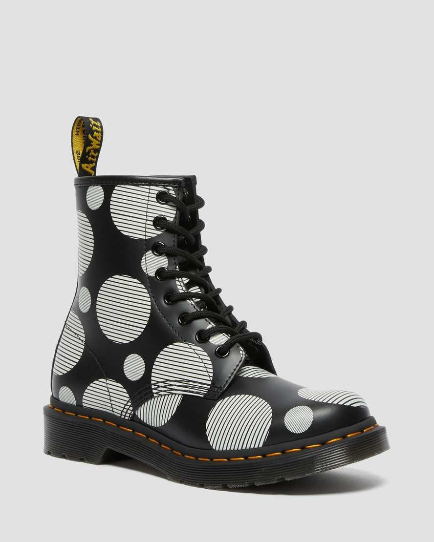 Dr Martens 1460 Polka Dot Smooth Leather Women\'s Ankle Boots Black Polka Dot Smooth | OQWSNL140