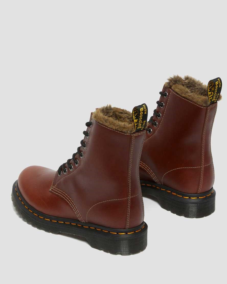 Dr Martens 1460 Serena Faux Fur Lined Women's Lace Up Boots Brown Abruzzo Wp | DGHCVJ374