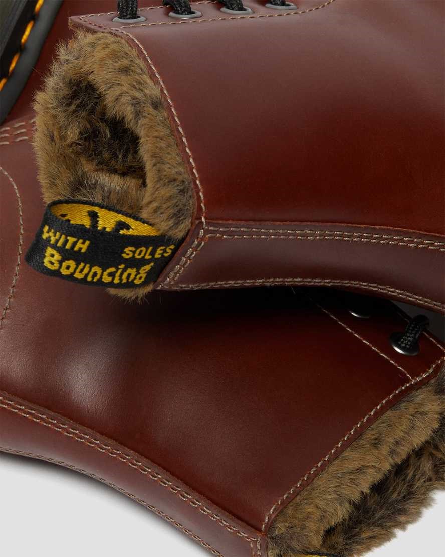 Dr Martens 1460 Serena Faux Fur Lined Women's Ankle Boots Brown Abruzzo Wp | DINLKH305