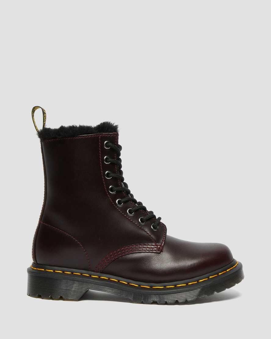 Dr Martens 1460 Serena Faux Fur Lined Women's Lace Up Boots Oxblood Atlas | XRTYCO758