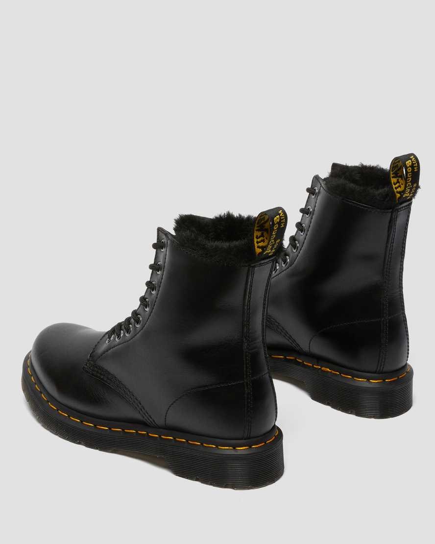 Dr Martens 1460 Serena Faux Fur Lined Women's Lace Up Boots Dark Grey Atlas | YVLFMW935