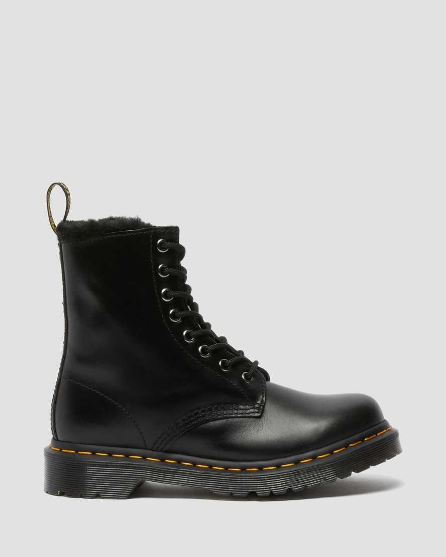 Dr Martens 1460 Serena Faux Fur Lined Women's Lace Up Boots Dark Grey Atlas | YVLFMW935