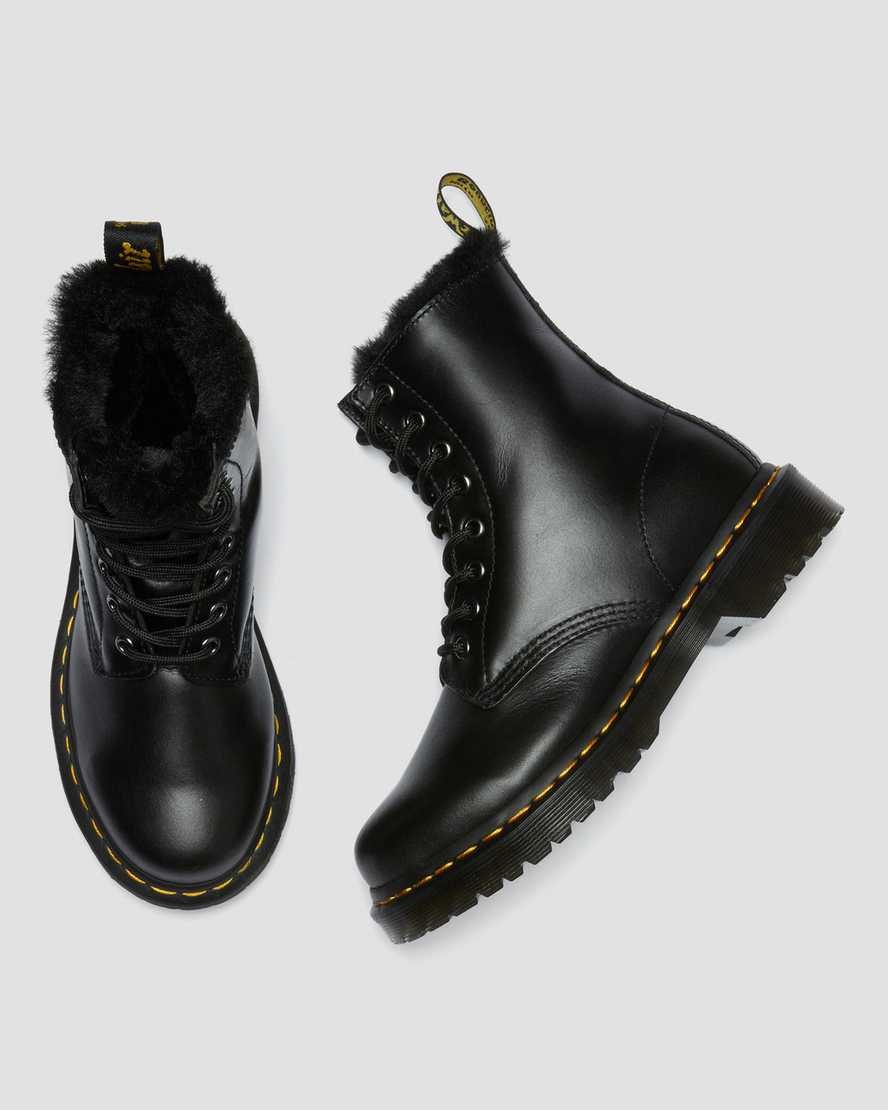 Dr Martens 1460 Serena Faux Fur Lined Women's Lace Up Boots Dark Grey Atlas | YVLFMW935