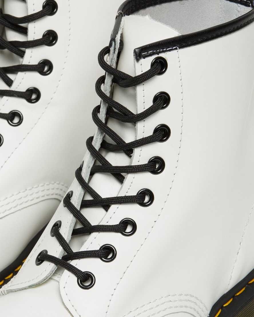 Dr Martens 1460 Smooth Leather Men's Lace Up Boots White Smooth Leather | UHQMNI495