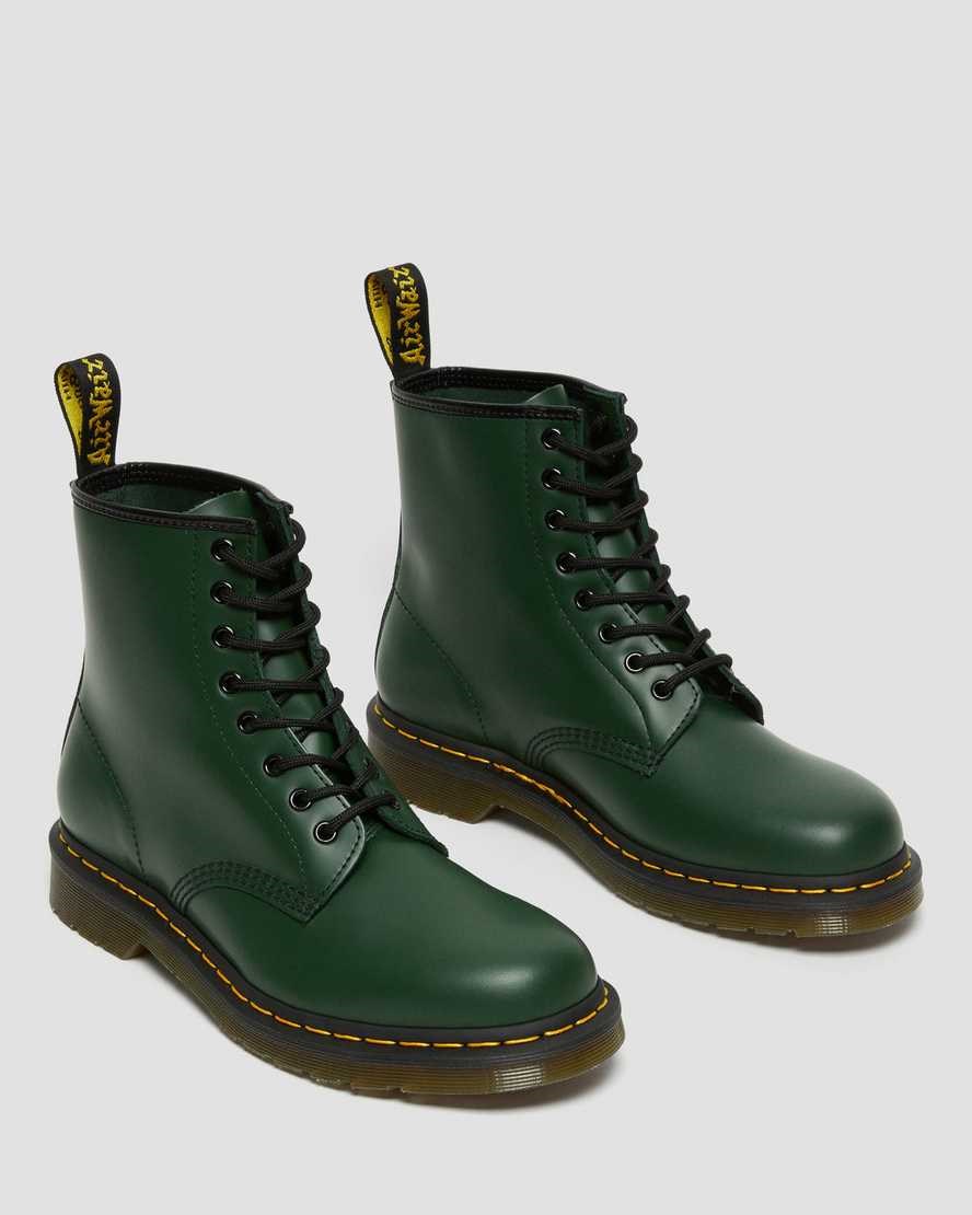 Dr Martens 1460 Smooth Leather Men's Lace Up Boots Green Smooth Leather | XMLQZI481